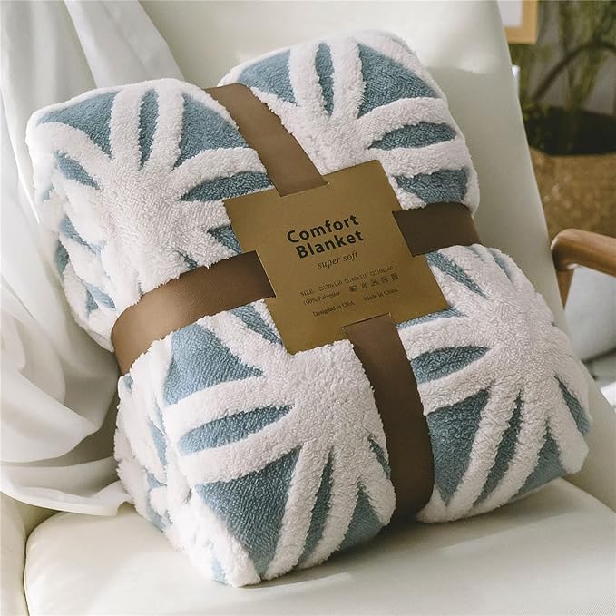 LOMAO Sherpa Fleece Blanket Gifts for Mom Dad Cozy Soft Throw Blanket for Women Men Birthday Gifts Dual Sided Couch Sofa Bed Blanket (Light Blue, 90''x110'')
