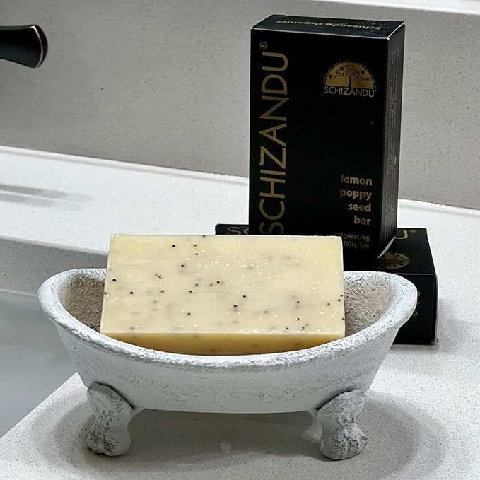 Schizandu Organics Lemon Poppy Seed Bar Soap, Organic Herbal Skin Detox with Essential Oils | 4 oz. | 100% Pure Natural Luxury For Skin Renewal and Exfoliation | Moisturizing, Nourishing Beauty Bar