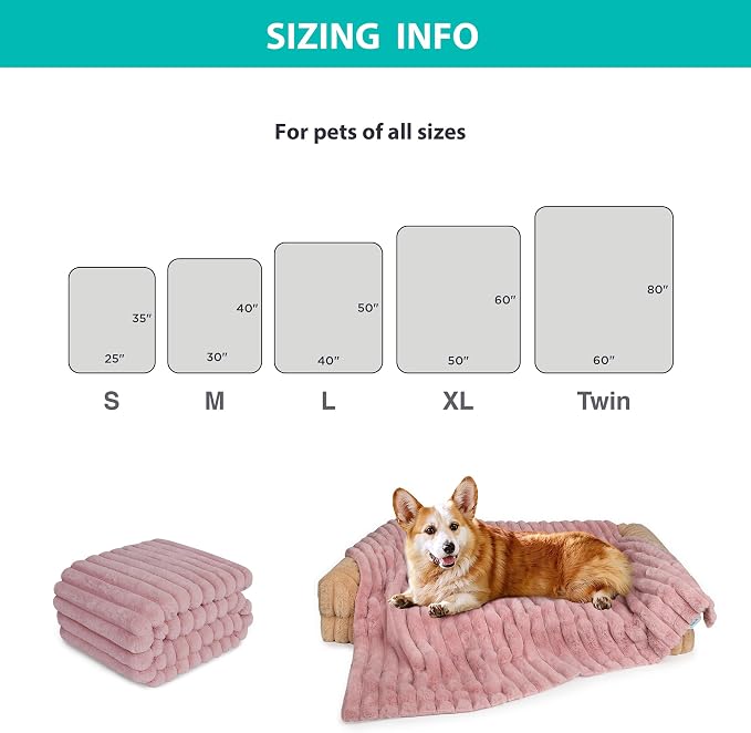 Waterproof Pet Blanket for Large Dogs & Cats - Reversible Calming Plush, Washable Furniture Cover for Couch, Bed, Car Seat, Blocks Leaks, Stains & Pet Fur (Pink, 50"x60")