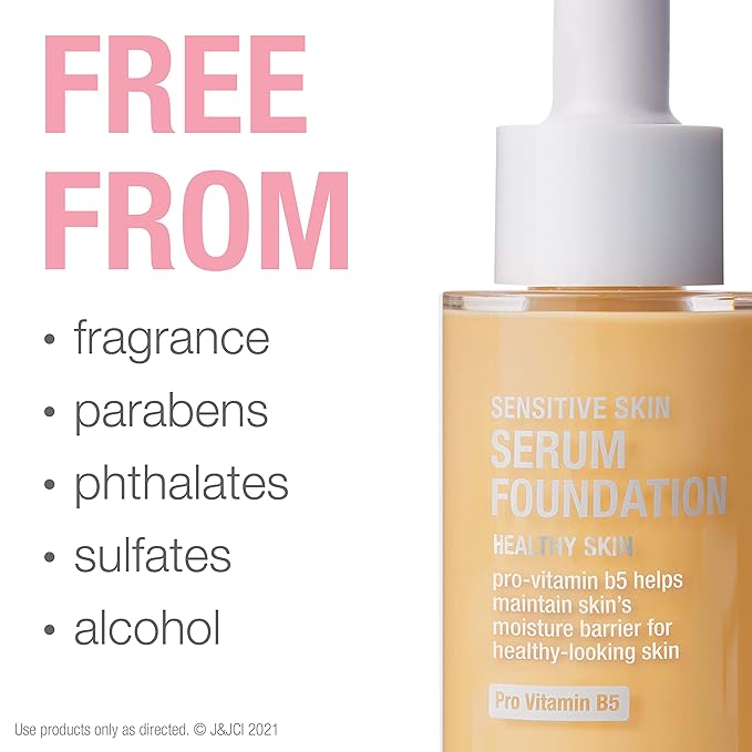 Neutrogena Healthy Skin Sensitive Skin Serum Foundation with Pro-Vitamin B5, Color Correcting & Pore Minimizing Liquid Foundation & Face Serum, Buildable Coverage, Medium 01, 1 oz