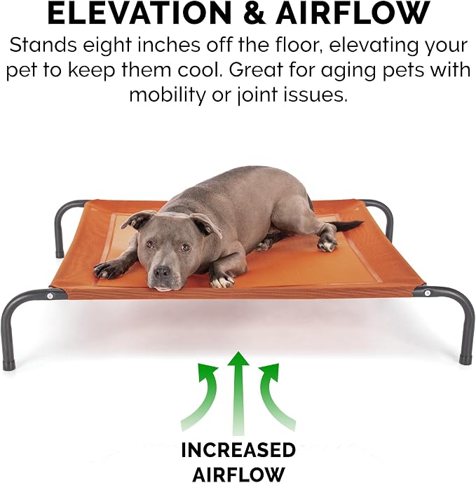 FurHaven Elevated Pet Cots - Cooling & Breathable Nylon Mesh Hammock for Small Dogs & Cats/Easy-to-Assemble/Durable and Reinforced/Perfect for Rest & Relaxation Outdoors - Terracotta Red, Small