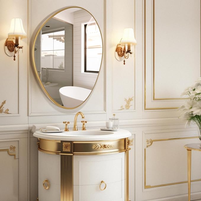 Asymmetrical Mirror, Irregular Wall Mirror, Unique Wall Mirrors Decorative for Bedroom Living Room Entryway Hall, Gold Mirrors for Wall Decor 28" H x 22" W