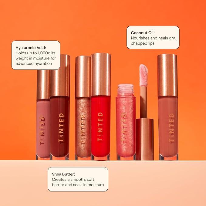 Live Tinted Huegloss High-Shine Lip Gloss - Hydrating, Non-Sticky, Moisturizing Lip Gloss with Hyaluronic Acid, Coconut Oil, and Shea Butter For a Soft Barrier & Seals in Moisture - Cherry Red