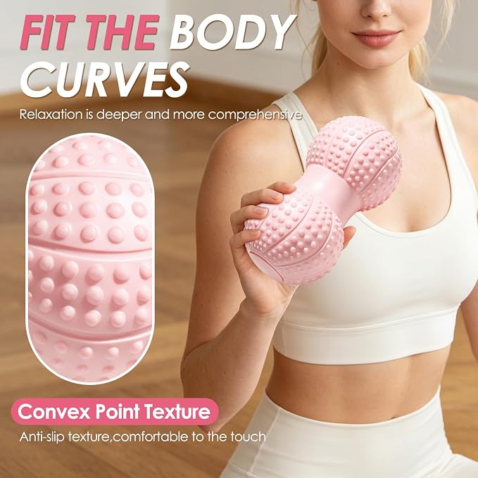 Large Peanut Massage Ball 4.3" Double Lacrosse Ball for Myofascial Release | Myofascial release & deep tissue therapy for back, neck, shoulder, spine knot relief. Firm EVA, 4.32" dia.