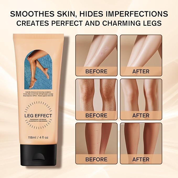 Leg Makeup Waterproof with Brush, No Transfer Body Makeup for Legs Full Coverage Waterproof Concealer, Scar & Tattoo Cover Up for All Skin Tones, Long Lasting Makeup (#01)