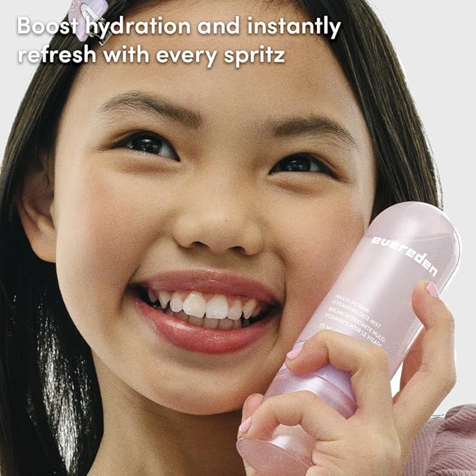 Evereden Kids Multi-Vitamin Hydrating Face Mist | Nourishing Face Spray, Preppy Skincare Essential for Ages 6+ | Clean Formula Safe for Sensitive Skin | Multi-Vitamin Complex, Peach & Mango Juice