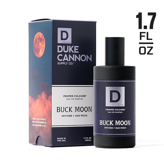 Duke Cannon Proper Cologne Buck Moon | Men's Eau de Parfum | Lime and Vetiver | Warm, Earthy, Long-Lasting Scent | 1.7 fl oz
