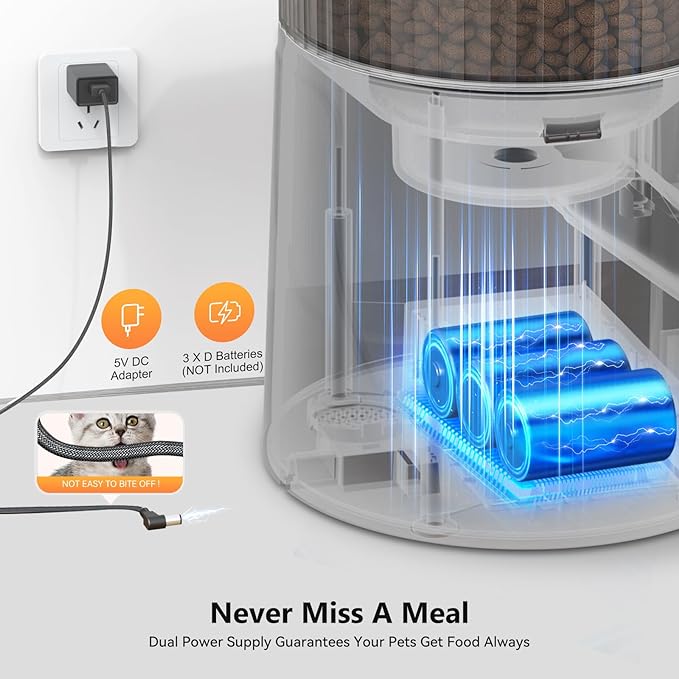 Automatic Cat Feeder: 4L Timed Cats Food Dispenser Programmable | Easy to Set, Dual Power, Precise Portion, Auto Pet Feeder with Desiccant Bag, Detachable Washable for Cats and Small Dog