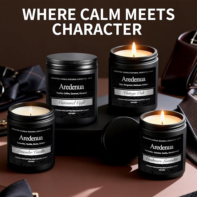 Mahogany Candle | Masculine Candles for Men, Manly Gifts for Men - 7oz Soy Candle for Home Scented - Scented Candles for Home, Aromatherapy Gifts for Him - 50H Long Lasting Burn Time