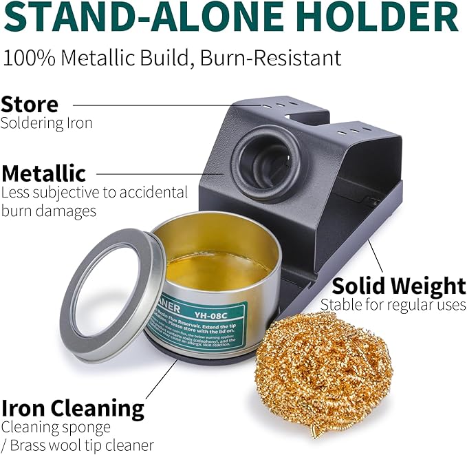 YIHUA D-2 Soldering Iron Holder, Heat-resistant Tip Cleaner with Brass Wool Tip Cleaner and Cleaning Sponge for Stable Soldering Iron Storage and Cleaning