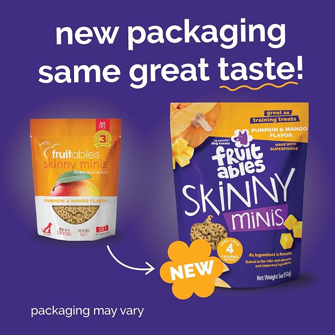 Fruitables Skinny Mini Dog Treats, Training Treats, Pumpkin and Mango, 5oz | Healthy Dog Treats, Crunchy Dog Biscuits, Healthy Puppy Treats, Limited Ingredient, Training Rewards, Made in USA