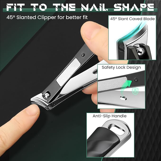Vepkuso Nail Clippers Set for Men & Women – Professional Toenail Clippers for Thick Ingrown Nails for Seniors, Ultra Sharp Stainless Steel Fingernail Clipper & Nail Cutter, Gift Idea