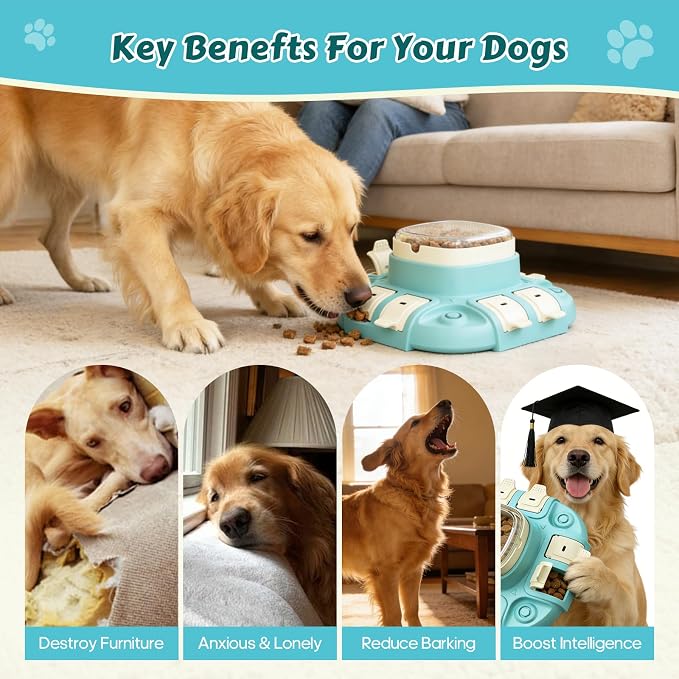 2 Levels Dog Puzzle Toy, Slow Feeder for Fast Eating Pets Interactive Dog Treat Puzzle Toys for IQ Training, Treat Dispenser for Small Medium Large Dogs, Cats
