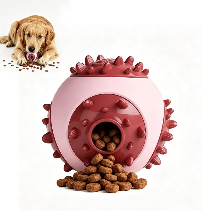 Interactive Dog Treat Dispenser Ball - Durable Puppy Puzzle Toy for IQ Training & Mental Stimulation - Rubber Slow Feeder Chew Toy for Boredom Relief & Healthy Digestion