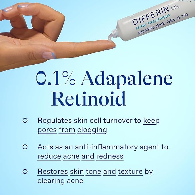 Differin Acne Skin Care Kit, Differin Gel Retinoid Acne Treatment for Face with 0.1% Adapalene & 5% Benzoyl Peroxide Face Wash & Body Wash, Designed for Pimple and AcneProne Skin (Pack of 10)