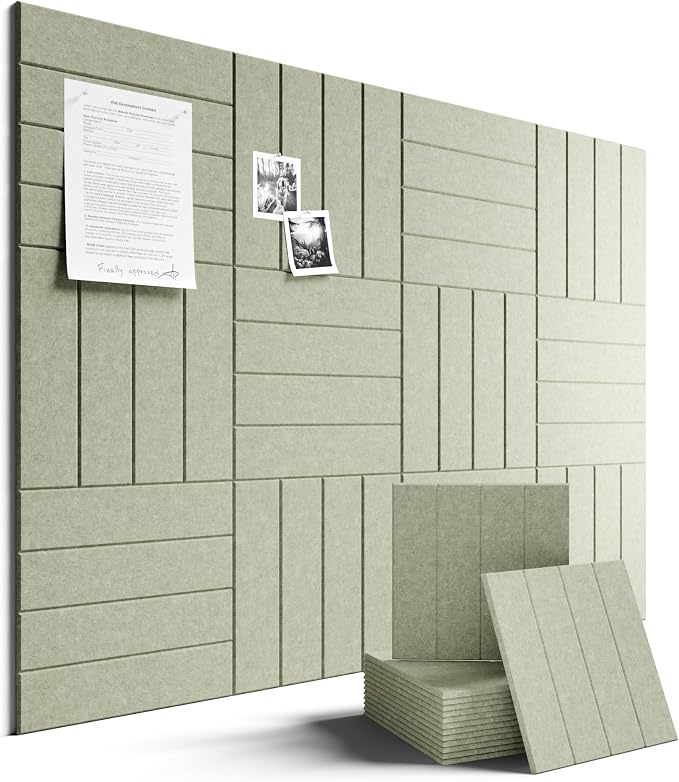 Fluxynara Felt Bulletin Board & Cork Board Alternative, Sage | 48" x 36" Pin board, Removable Adhesive Tabs, Easy Install Without Wall Damage, For Home Office Decor