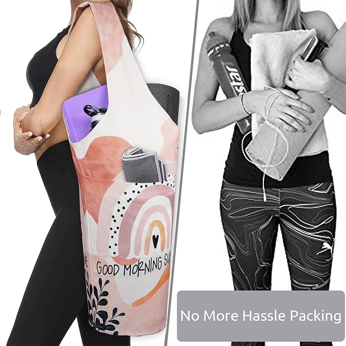 Yoga Mat Bag - Long Tote with Pockets - Holds More Yoga Accessories - Yoga Bag Fit Most Size Mats - Yoga Mat Carrier