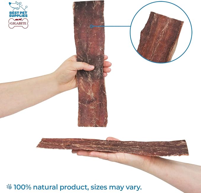 GigaBite Beef Esophagus Dog Treats Strips - 8.5 - 10 Inch , 18 Pack | All Natural, Single-Ingredient Beef Gullet Chews, High Protein, Rawhide Free, Supports Dental Health