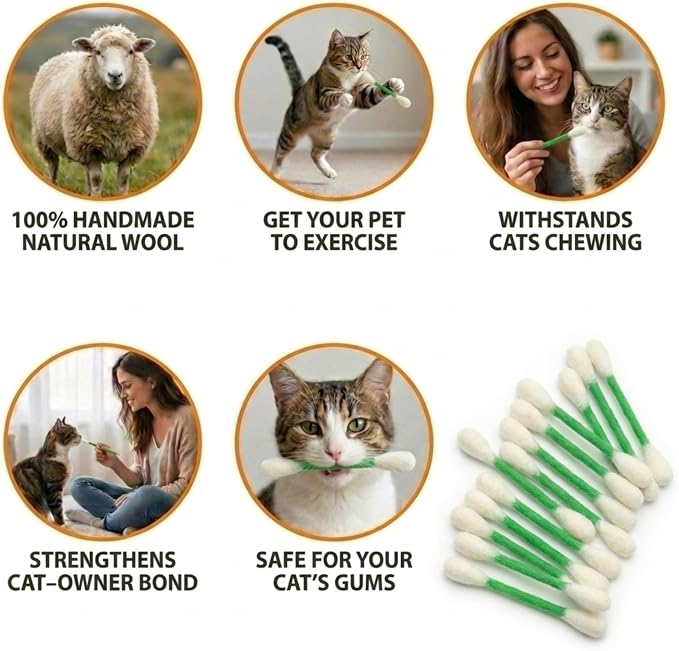 Glaciart One Swabs Cat Toys with Catnip - 6 Pk | Durable for Chew, Cute Cat Toys Interactive Kitty for Boredom, Exercise, & Play | Filled w/Organic Catnip for Anxiety & as Digestive Aid | Gift Idea