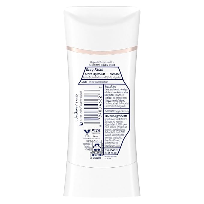 Dove Even Tone Antiperspirant Deodorant Stick Peach Blossom & Rice Milk 3 Count 2.6 oz
