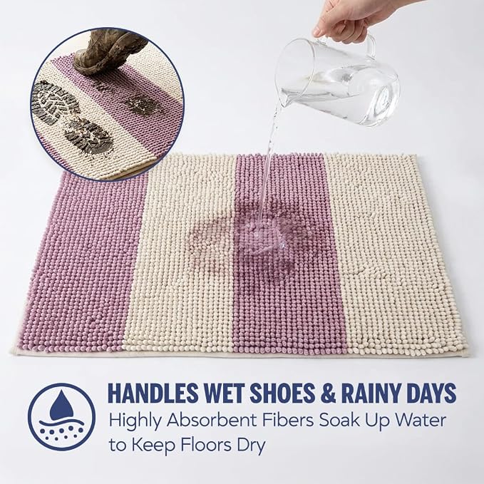 Muddy Mat® Super Absorbent Loop-Thread Chenille Dog Door Mat for Muddy Paws – Non-Slip, Machine Washable Indoor Entry Rug, Quick-Dry Pet Mat for Entryway – Blush Sand 19"x30"