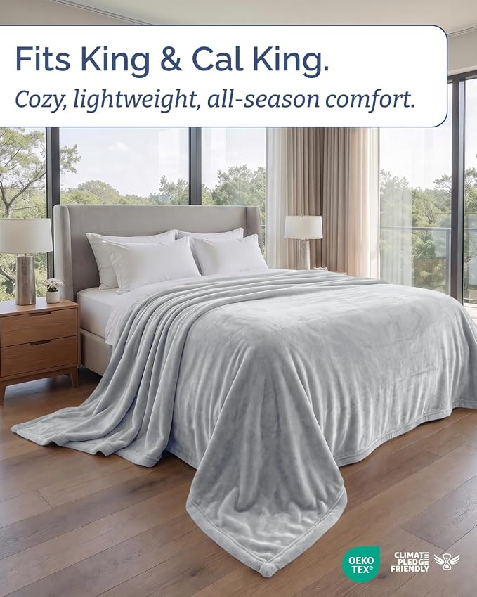 Ultra Soft Fleece Blanket Giant Blanket Size - Flannel Fleece Luxury Blanket - Lightweight for Couch Bed Chair - Thick, Warm and Breathable - All Season Cozy, Grey
