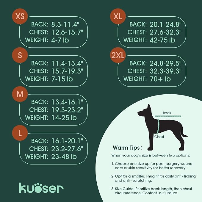 Kuoser Recovery Suit for Dogs Cats, Soft Dog Surgery Suit Female Male Spay | Professional Dog Onesie for Surgery, Substitute E-Collar & Cone, Prevent Licking Dog surgical suit Pet Neuter Suit