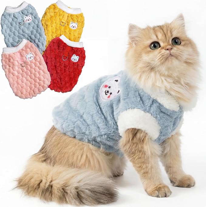 Dog Sweater for Small Dogs Puppy Cats Winter Warm Soft Pet Clothes Pullover Cute Extra Small Dog Apparel, Cat Sweaters for Cats Only Fit Chihuahua Yorkie(Blue, XXL)
