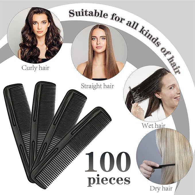 300 Pieces Black Hair Combs, Pocket Hair Combs Fine Dressing Comb for Women and Men