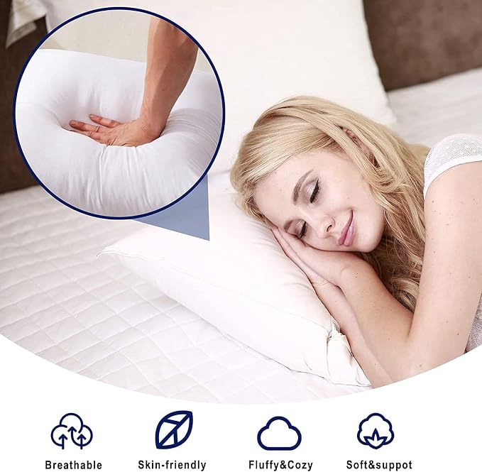 HITO 18x18 Pillow Inserts (Set of 2) - Decorative Square Throw Pillows White for Couch Bed Sofa