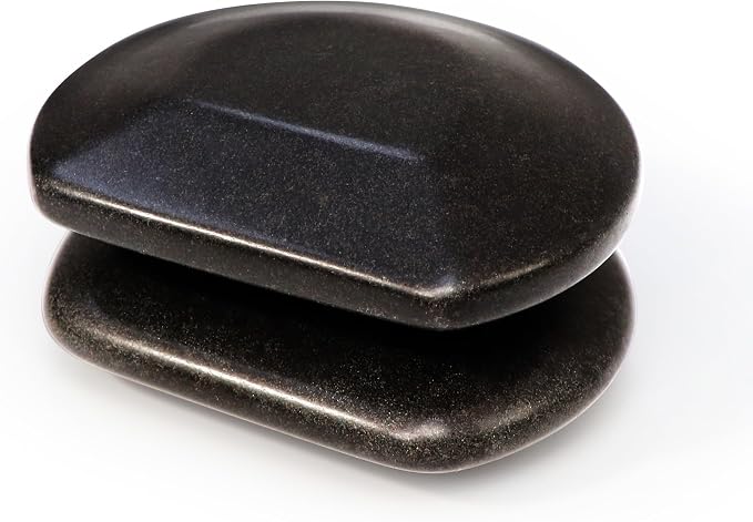 Master Massage 2-Piece Large Three Quarter Round Circle Circular Contour Hot Stones Set - Trigger Point and Acupressure Tools-Black Basalt Lava Rock Massage Tool Stones for Stone Massage - Large Size