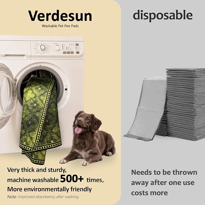 Washable Pee Pads for Dogs, Reusable Puppy Potty Training Pads, Ultra-Absorbent Thick Waterproof Leak-Proof Non-Slip Pads & Mat for Crate, Playpen, Floor, Whelping & Housebreaking , 2 Pack 36"x36"