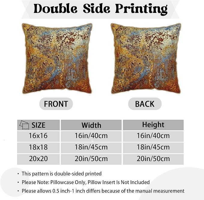 KSLIDS Brown Rust Soft Velvet Throw Pillow Covers Set of 2 Gold Orange Teal Rustic Decorative Pillow Covers 18x18 Inch Rusty Copper Metallic Bronze Pillow Case for Sofa Couch Living Room Home Decor