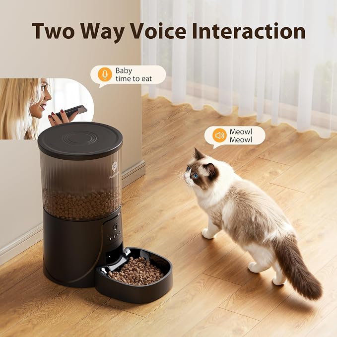 Automatic Cat Feeder with Camera, 5Ghz WiFi APP Control | Auto Pet Feeder for Cats and Small Dog Indoor- Easy to Set and Clean, Dual Power, 1-6 Meals/Day, Timed Precise Feeding