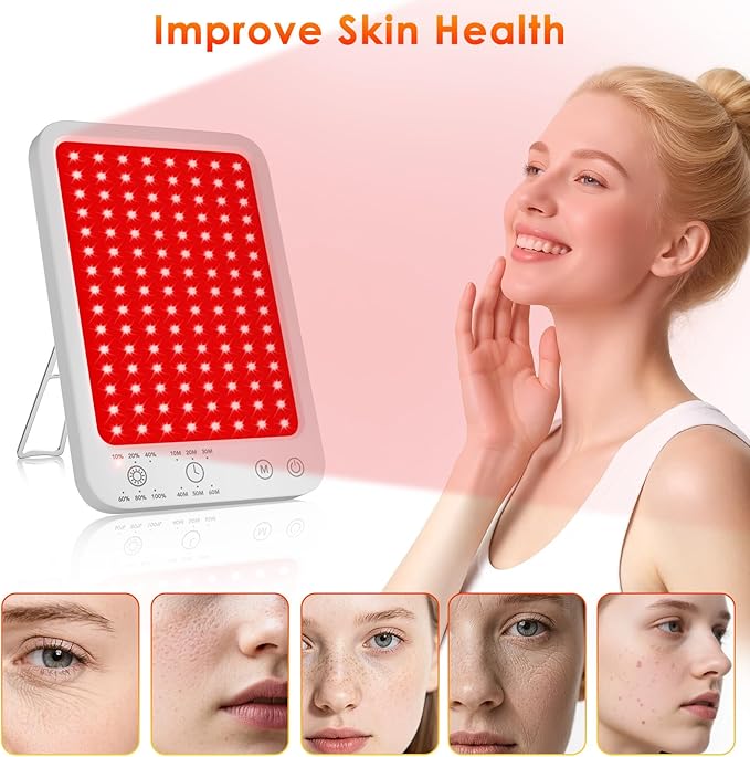 Red Light Therapy for Body Face, Infrared Red Light Panel with Adjustable Stand, 660nm and 850nm Near Infrared Therapy Lamp with 3 Modes, 6 Adjustable Brightness and Timer, for Home and Travel Use