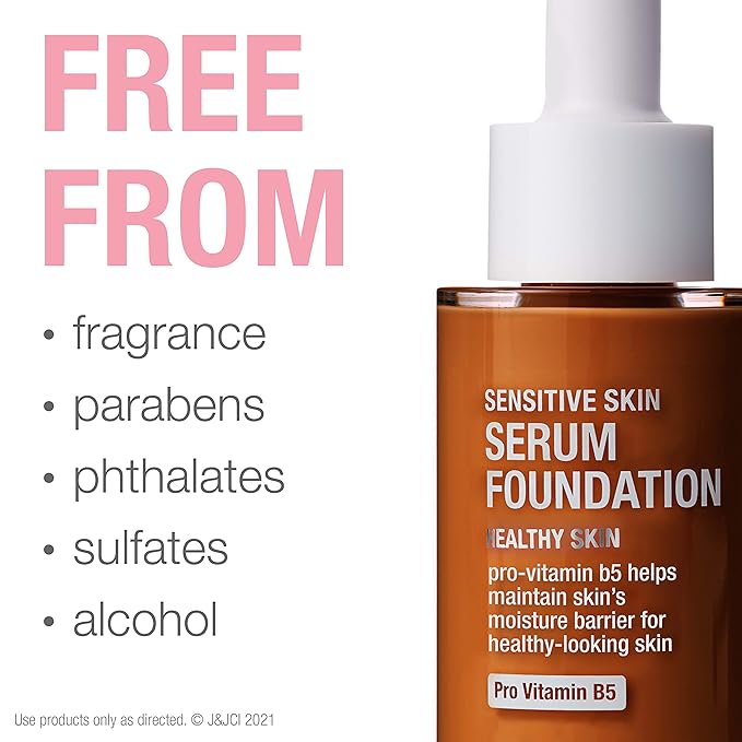 Neutrogena Healthy Skin Sensitive Skin Serum Foundation with Pro-Vitamin B5, Color Correcting & Pore Minimizing Liquid Foundation & Face Serum, Buildable Coverage, Medium/Deep 03, 1 oz