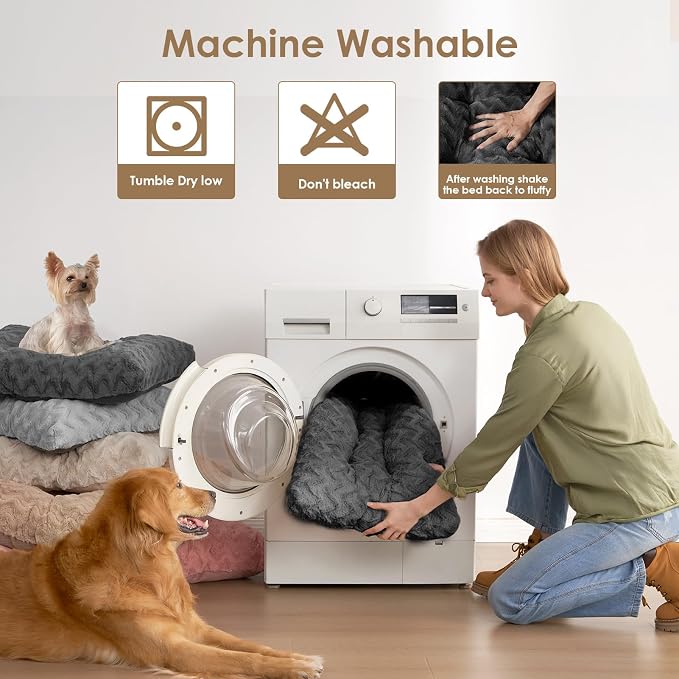 EHEYCIGA Washable XL Dog Beds Large Sized Dog, 41x27 Inch Pet Bed, Charcoal | Plush and Comfy Kennel Pad, Soft Dog Crate Mat, Deluxe Pet Sleeping Mat, Large Bed for Dog Up to 65 lbs