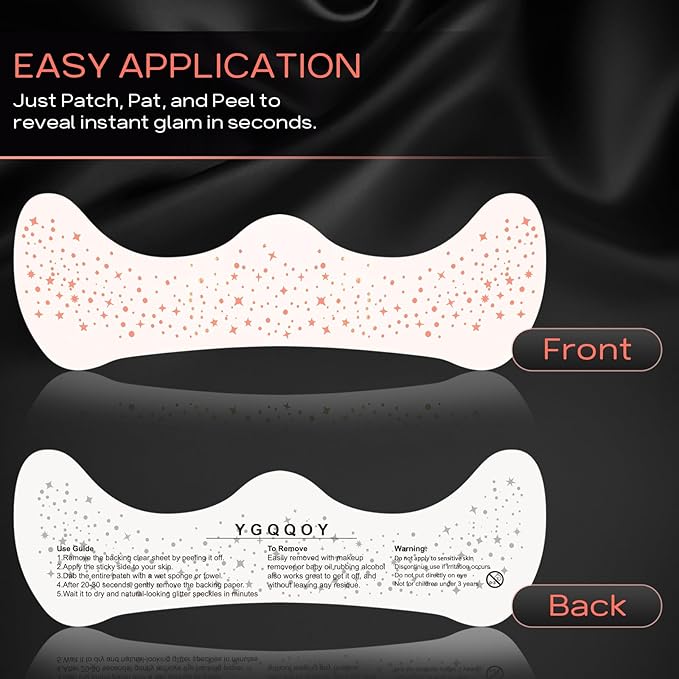 Rose Gold Glitter Freckles Face Tattoo, Sparkle Face Glitter Speckles, 4pcs Makeup Patches