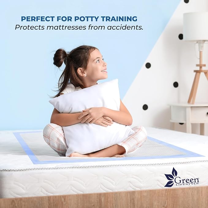 GREEN LIFESTYLE Underpads - Training Pet Pee Pads for Dogs, Cats - Pads for Adults, Seniors and Children - Ideal for Incontinence Protection (Pack of 50 - 30x36)