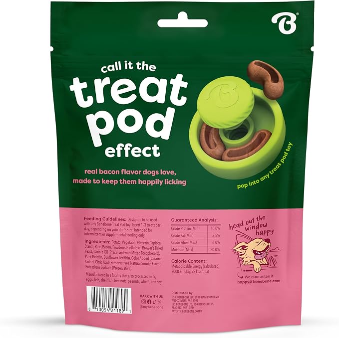 Benebone Treat Pod Refills for Benebone Puzzle Toys, Bacon Flavor Dog Treats, 9 Count