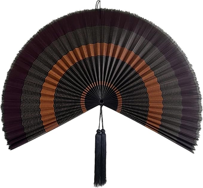 ChumDecor Bamboo Fan Wall Decor, Japanese Wall Fan Decoration, Ebony 48 in | Large Oversized Oriental and Asian Style Hanging Decoration for Above the Bed Headboard or an Empty Living Room Space