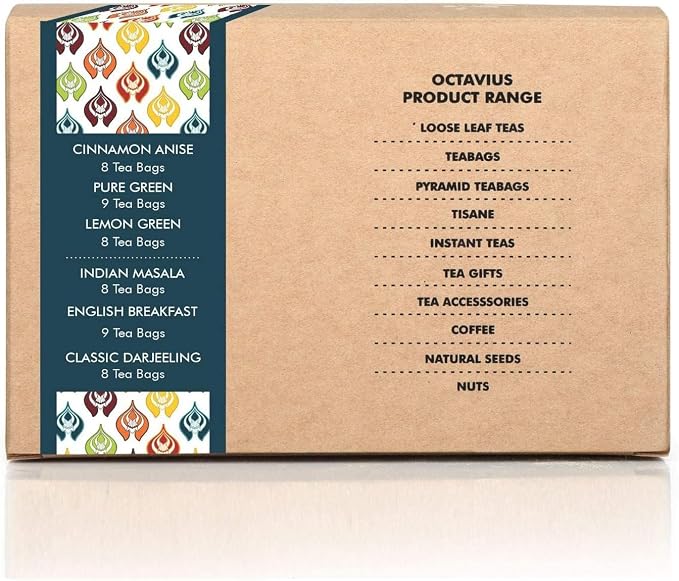 Octavius Tea Variety Pack | 6 Assorted Black & Green 50 Teas | Tea Sampler Pack of 2