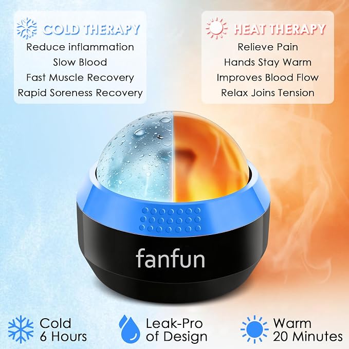 Massage Ice Roller Ball - Cold & Heat Therapy Roller for Deep Tissue Massage Pain Relief, Plantar Fasciitis Roller (Black & Blue)