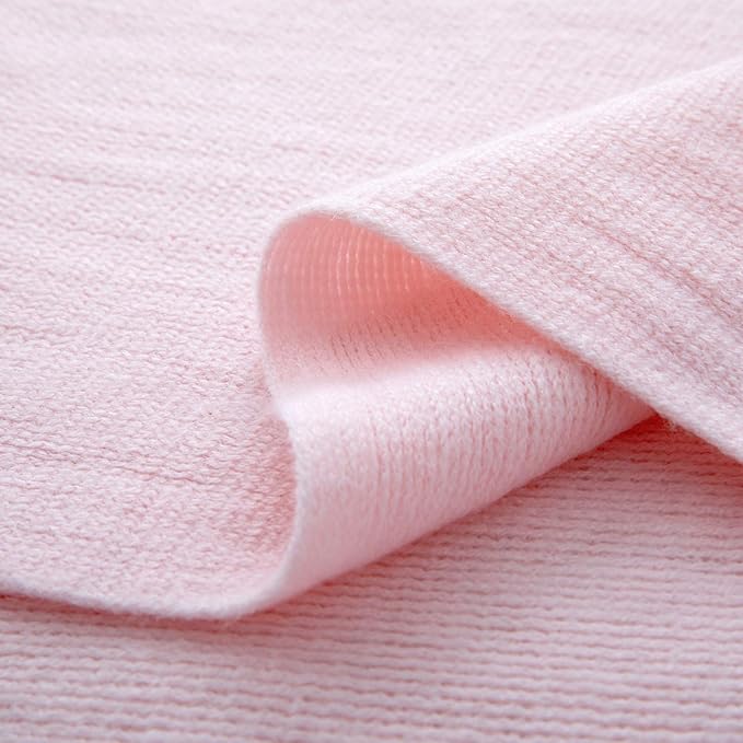 Vonty Pink Knitted Throw Blanket with Tassels Fringe, 50x60 Acrylic | Super Soft And Lightweight, Year-Round Cozy Warmth, Farmhouse Decorative Style, Machine Washable, for Couch, Sofa or Bed