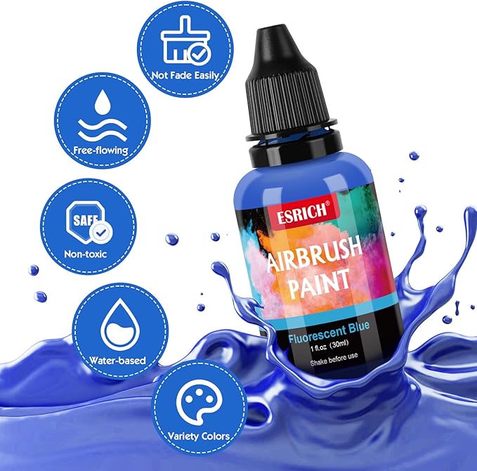 ESRICH Airbrush Paint 52 Colors (1 oz) with 4 Thinner,Air Brush Painting Set Acrylic Ready to Spray, Air Brushes Paint,Water-Based Airbrush Paint Set for Metal,Plastic,Canvas,Wood,Air brush Paint Kit