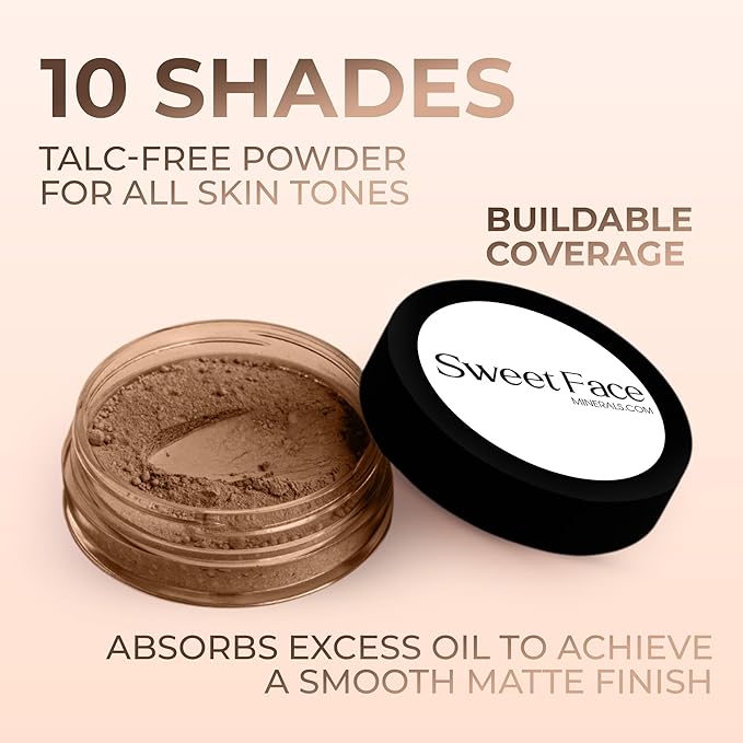 COCOA FOUNDATION (5g Sample Size Jar) – Loose Mineral Foundation Makeup – Matte Finish, Buildable Coverage for Deep Warm Skin – Sweet Face Minerals, SPF 30