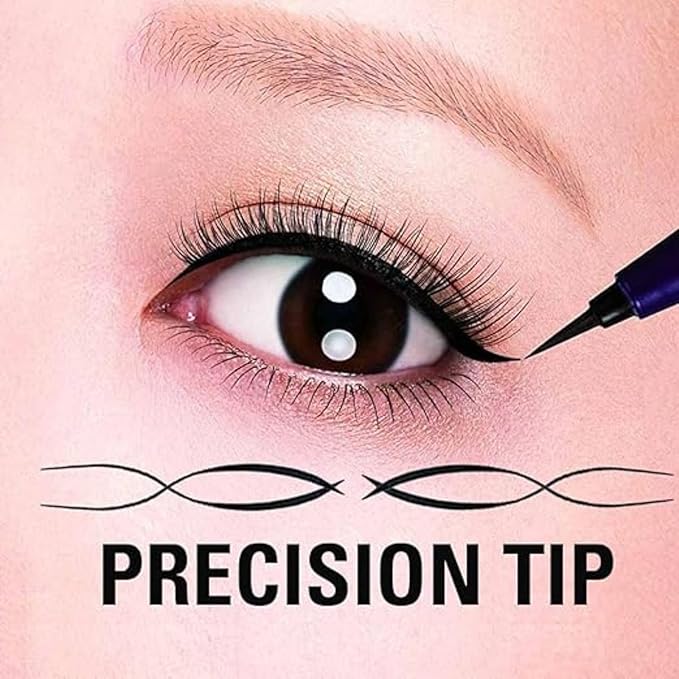 Heroine Make by KISSME Cat Eye Liner for Long Lasting Wear, SMOOTH Liquid Eyeliner Pen with Ultra-Fine 0.1mm Tip, Waterproof Eyeliner for Sensitive Skin, Made in Japan, Jet Black, 2EA