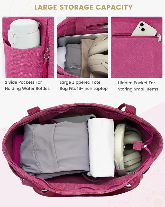 Gonex Yoga Mat Bag, Large Tote Bag with Multi Pockets for Women Men, Canvas Mat Carrier, Full Zipper Easy Access for Pilates Gym Travel