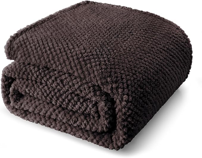 Whale Flotilla Soft Fleece Twin Size Bed Blanket, Coffee | 60x80 Inch, Suitable for Bed, Fluffy Fuzzy Jacquard Blankets for All Season, Lightweight and Cozy