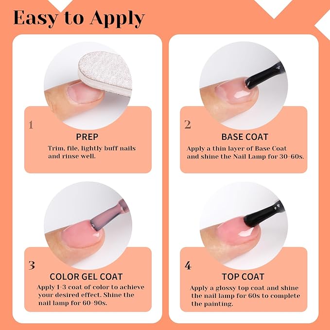 Orange Gel Nail Polish - 15ml Vibrant Light Orange Nail Polish, Self-Leveling Chip-Resistant Formula Lasts 28+ Days, All-Season Wear